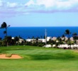 A sea of blue sits behind the green of the par-4 ninth at the Kaanapali Kai Course on Maui.
